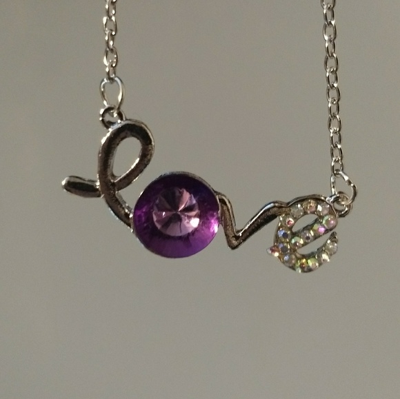 LOVE NECKLACE - Jewelry - Silver Rhinestone Chain - Picture 1 of 2